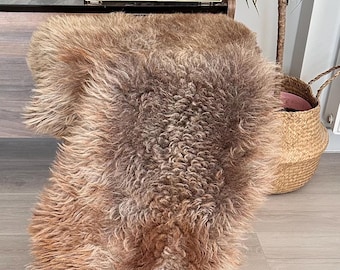 Natural Sheepskin Rug, Genuine Mink Color Throw, Sofa Chair Cover