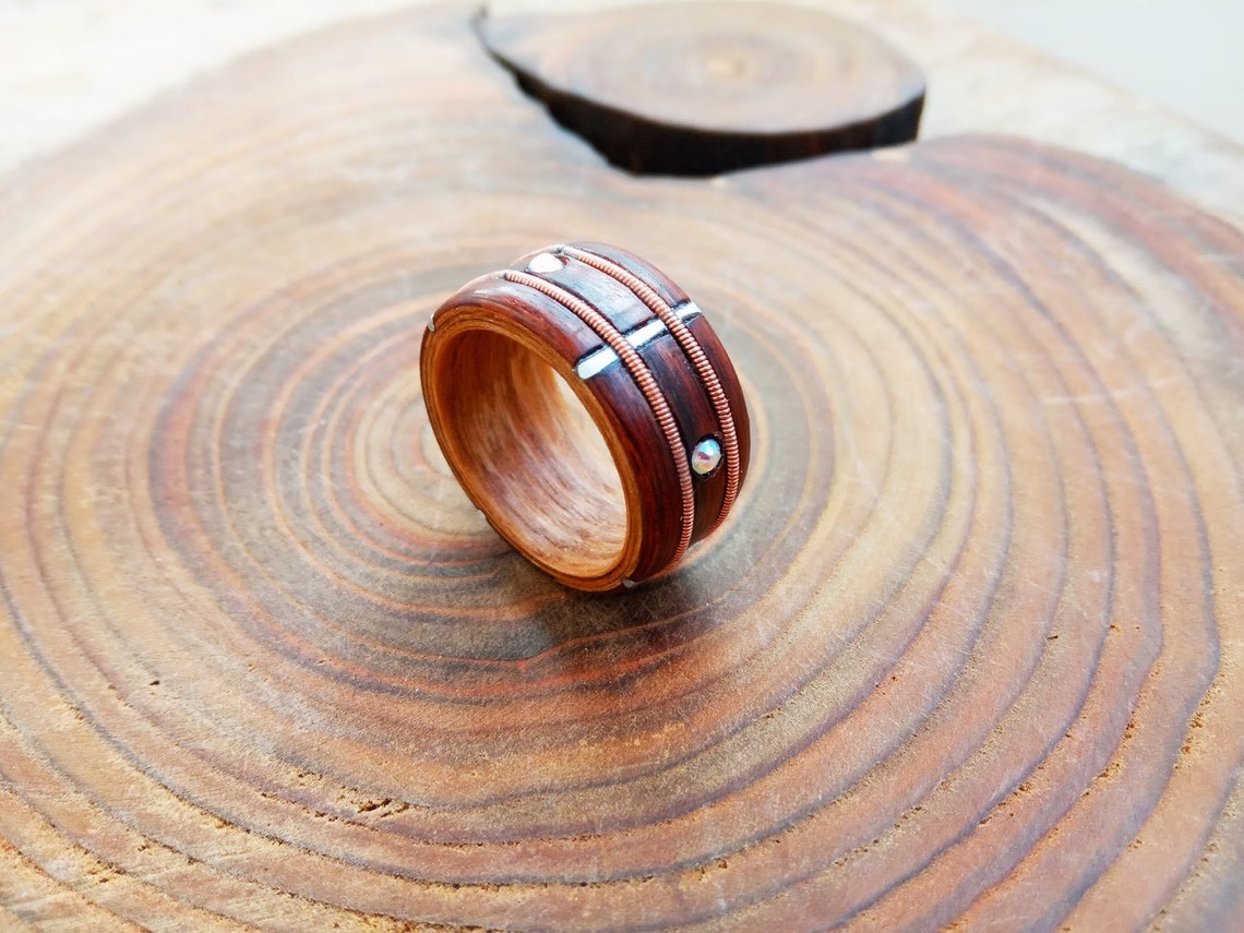 Guitar string ring Wood ring for men Bentwood ring men Etsy