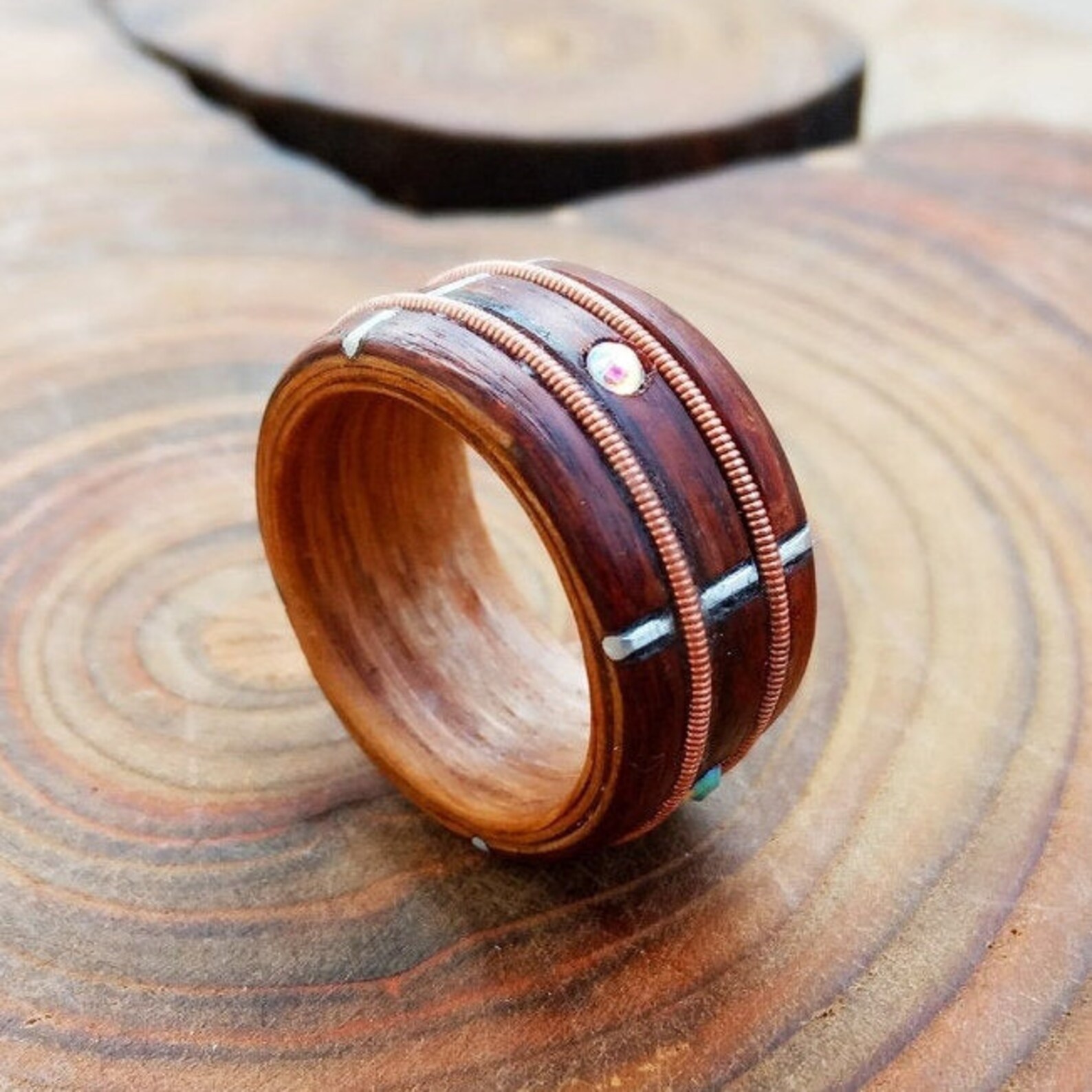 Guitar string ring Wood ring for men Bentwood ring men Etsy