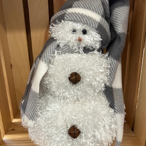 Gray and White Buffalo Plaid Farmhouse  Snowman
