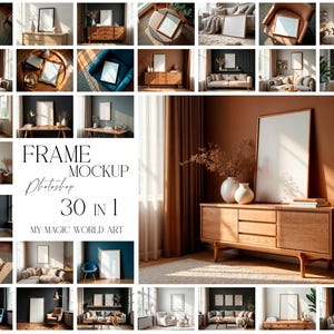 Bundle 30  in 1 Frame Mockup for Art Prints |  Interior Frame  |  PSD Framed Canvas Mock UP | Modern Home |  Interior | Digital Download