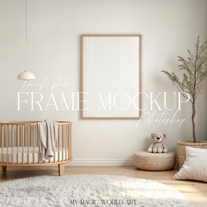Frame Mockup in Nursery | Interior Frame Mockup for Art Prints | Psd Vertical Frame DIN A Format | Children&#39;s Room Mockup | Digital Download