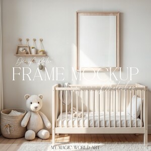 Frame Mockup in Nursery | Interior Frame Mockup for Art Prints | Psd Vertical Frame DIN A Format | Children&#39;s Room Mockup | Digital Download