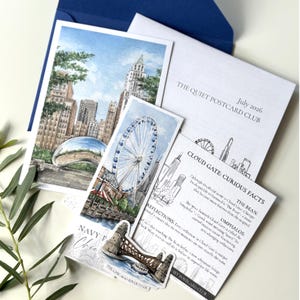Club de Postales de Chicago, Correo por la Puerta de las Nubes en Acuarela, Regalo por Correo Postal, Edición de Julio