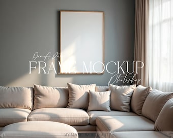 A DIN Frame Mockup for Prints | scandinavian Interior  Frame Mockup Living Room |  PSD Framed Mockup | Digital Download