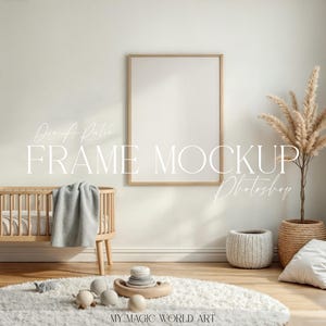 Frame Mockup in Nursery | Interior Frame Mockup for Art Prints | Psd Vertical Frame DIN A Format | Children&#39;s Room Mockup | Digital Download