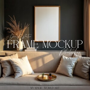 Wooden Frame on  Wall Mockup  |  Interior Frame Mockup for Art Prints | 3:4 Ratio | Vertical Frame DIN A Format | Photoshop Digital Download