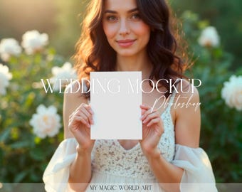 Elegant Wedding Invitation Mockup: 4x5.2" Stationery PSD (Digital Download)