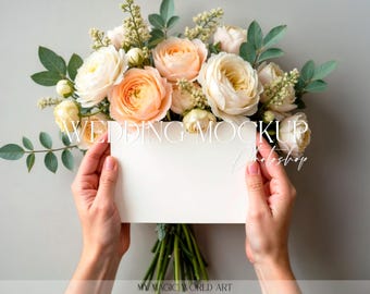 Wedding Invitation Mockup: Elegant Stationery Card PSD Digital Download Smart Object