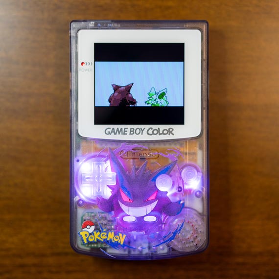 Gengar purple clear Gameboy Color Custom IPS lcd bright screen gbc Led RGB Buttons