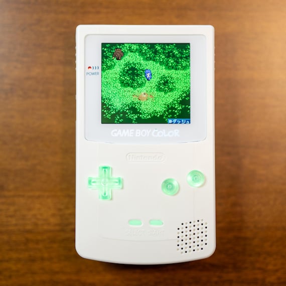 White Gameboy Color Custom IPS lcd bright screen gbc Led RGB Buttons