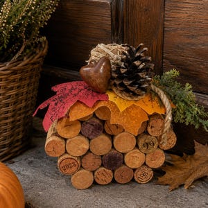 Citrouille d’automne en bouchons de liège l Décoration automnale artisanale l rustique l Centre de table Halloween & Automne l Fait main