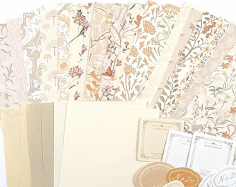 Floral Scrapbook Paper Kit, Vintage Style Floral Background Paper, Vintage Floral Junk Journal Kit, Craft Supplies, 40 Pcs
