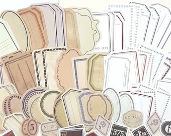 Scrapbook Paper 100 Sheets Pack, Vintage Style Labels for Journals and Scrapbooking