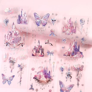 Fairy Castle Stickers, Fantasy Castle Stickers, Princess Stickers,  3 Sheets