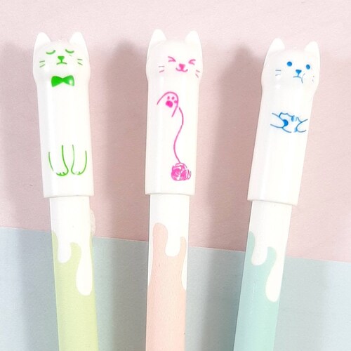 Cute Cat Erasable Gel Pen Kawaii Pen Etsy UK