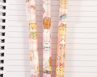 Kawaii Animal Pen Set, Cute Animal Gel Pens, Set of 3 Gel Pens, Black Ink, School Supplies, Cute Stationery Gift