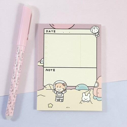 Cute Memo Pad Space Theme Memo Pad 50 Sheets Kawaii Memo Etsy