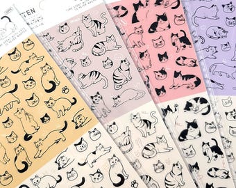 Katzen Aufkleber für Journals, Planer und Scrapbooking, Geschenk für Katzenliebhaber, 2 Bögen