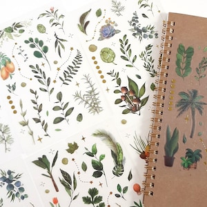 Green Leaf Stickers, Foliage Sticker Sheet, Green Leaves Journal and Planner Deco, Scrapbook Stickers, Craft Stickers