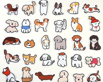 Juego de pegatinas de perros adorables, pegatinas de perros de dibujos animados para diarios, álbumes de recortes y planificadores, regalo para amantes de los perros, juego de 15