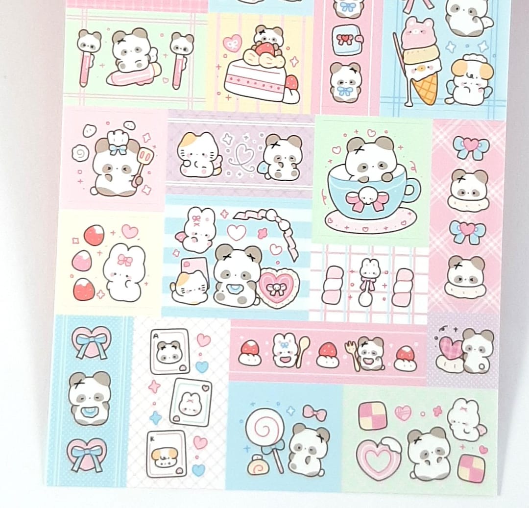 Pastel Kawaii Animal Stickers, Cute Animal Sticker Sheet for Journals ...