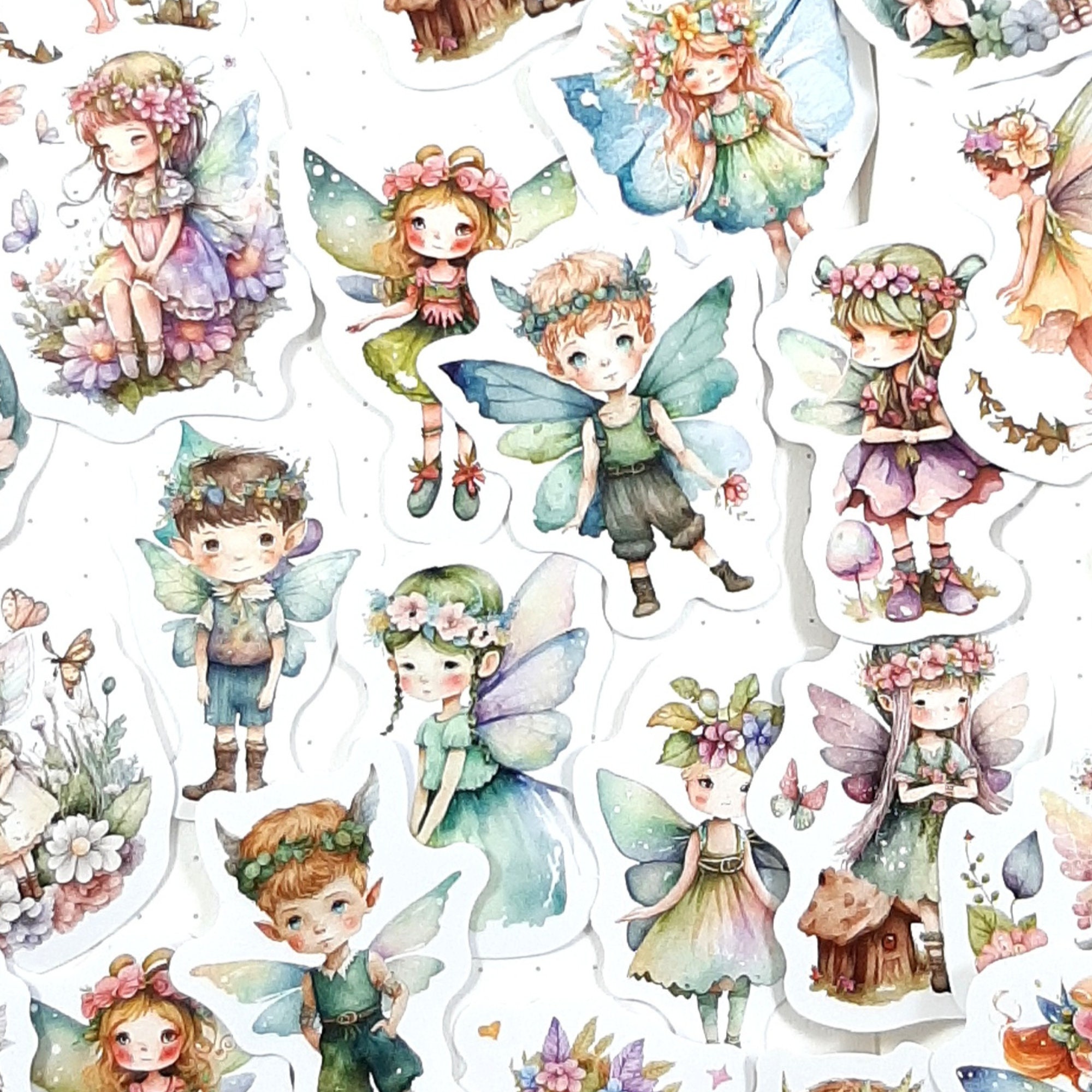 30 Autocollants Forêt - Fées, Elfes - Pour Journal, Scrapbooking, Artisanat