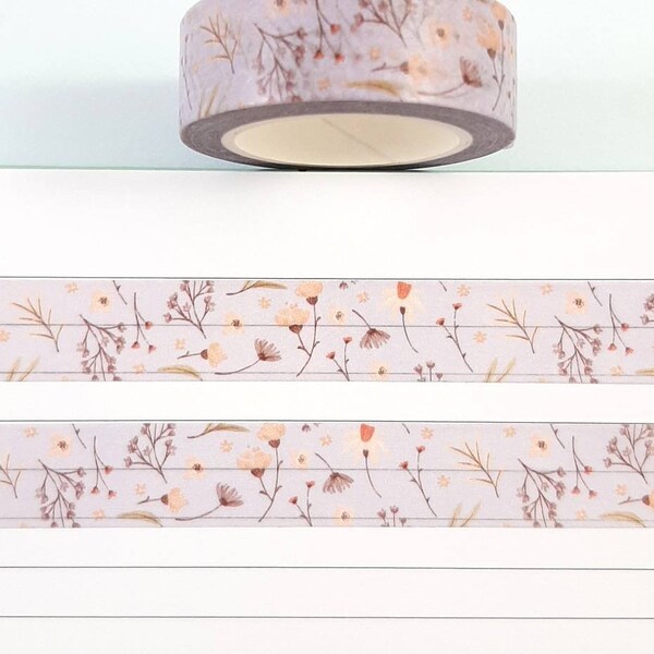 Floral Washi Tape, Spring Flowers Washi Tape, Journal, Scrapbook Supplies, 10m