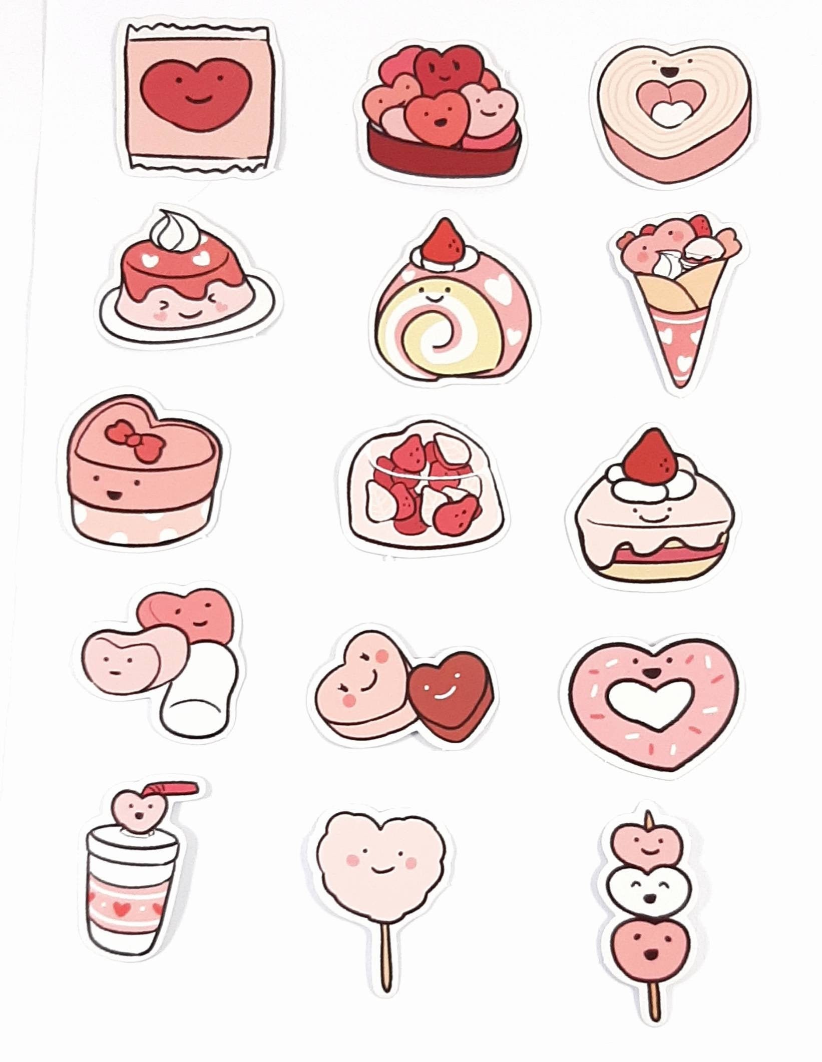 Set of Fun Stickers Desserts Kawaii Bakery Food Stock Vector