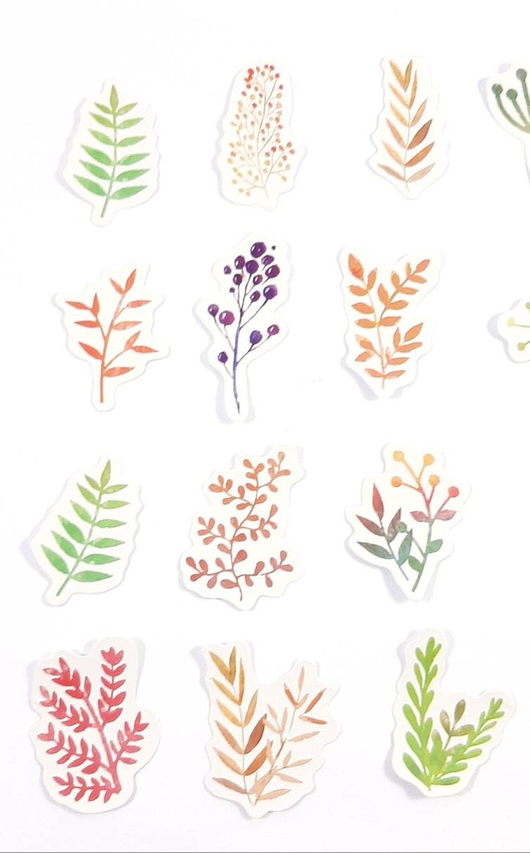 colourful leaves sticker set journal stickers etsy