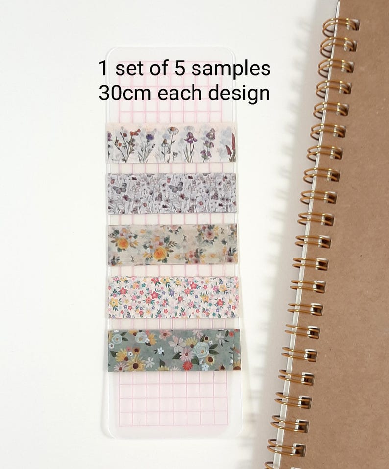 Vintage Floral Washi Tape Samples, Flower Washi Tape Samples, Floral