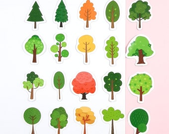 Tree Sticker Set, Forest Woodland Tree Stickers, Nature Journal, Planner and Scrapbook Stickers, 46 pcs