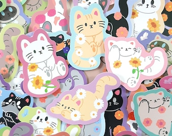 Cute Cat Stickers, Kawaii Cat Stickers for Journals and Scrapbooks, 10pcs