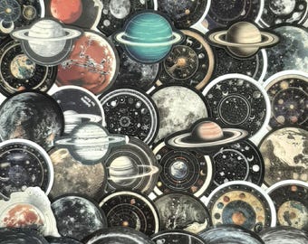 Planet Stickers, Universe Galaxy Journal Stickers, Moon Deco Stickers, Celestial Stickers, Solar System