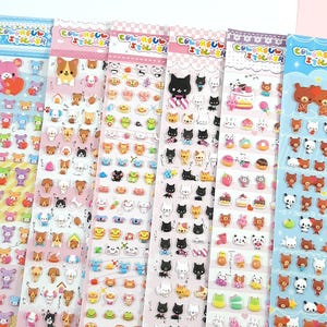 Puffy 3D Kawaii Tier Aufkleber, kawaii kleine Aufkleber, süße Tier Aufkleber, Journal und Planer Deko, Scrapbooking, 1 Bogen