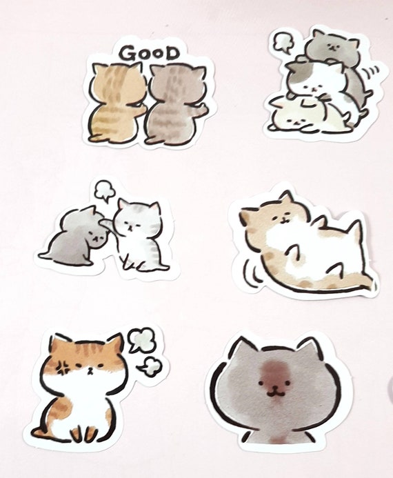 12 Sheets Glitter Cute Cat Cartoon Stickers for Photocards Collage