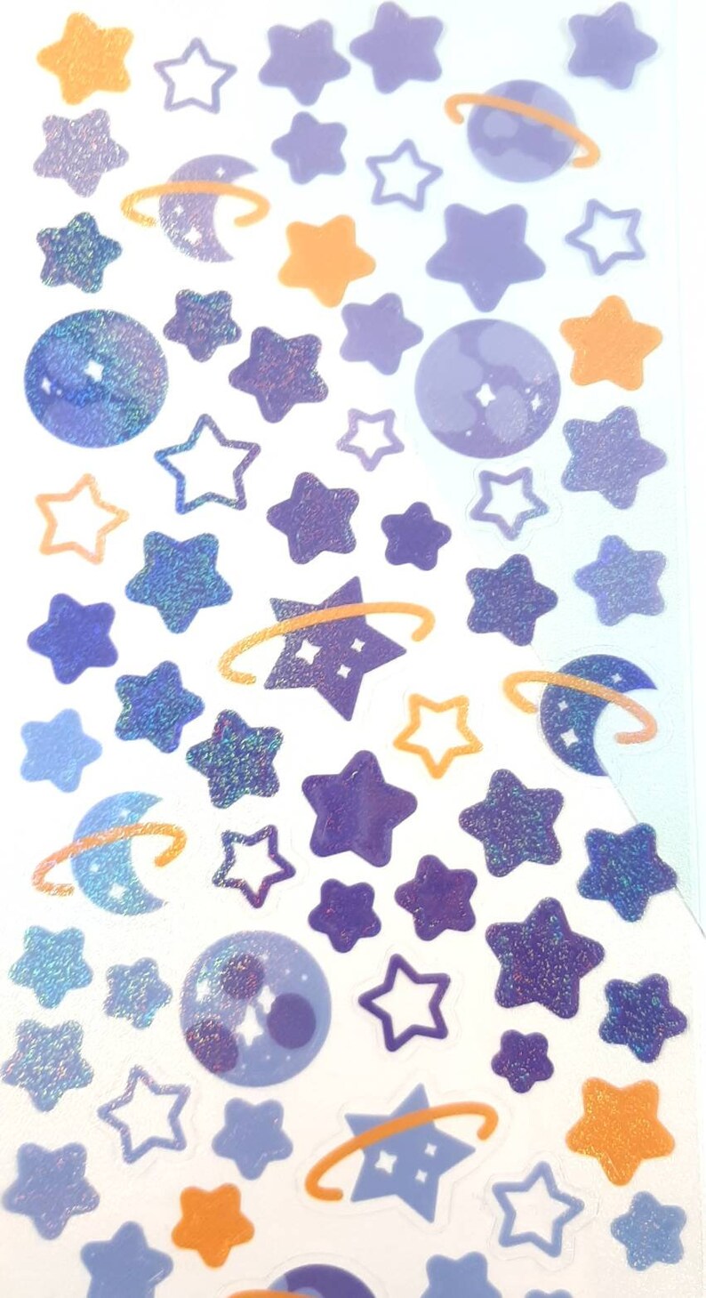 Glittery Star and Moon Stickers Space Stickers Planner and Etsy UK