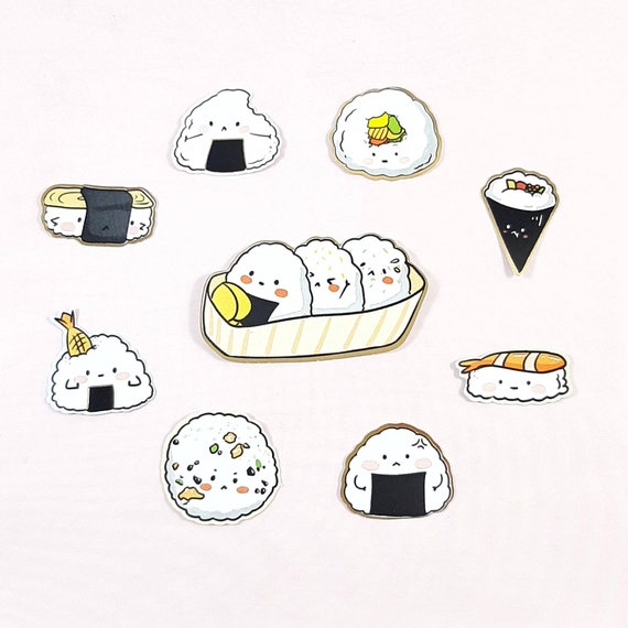 Cute Rice Ball Sticker Set Sushi Sticker Set Kawaii Stickers Etsy UK