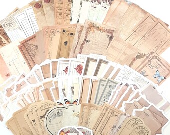 Scrapbooking Paper 100 Sheets Pack, Vintage Style Paper, Scrapbooking Supplies, Junk Journal Kit, Creative Journaling