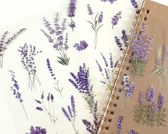 Lavender Stickers, Purple Flower Sticker Sheet, Floral Journal and Planner Deco, Scrapbook Stickers, Craft Stickers
