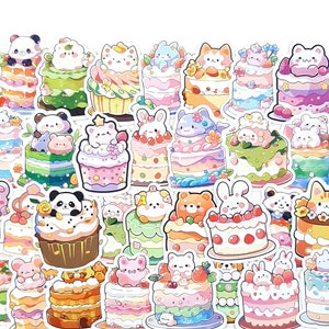 Kawaii Tier Aufkleber, süsse Kuchen Aufkleber, Journal und Planer Aufkleber, Laptop Dekoration