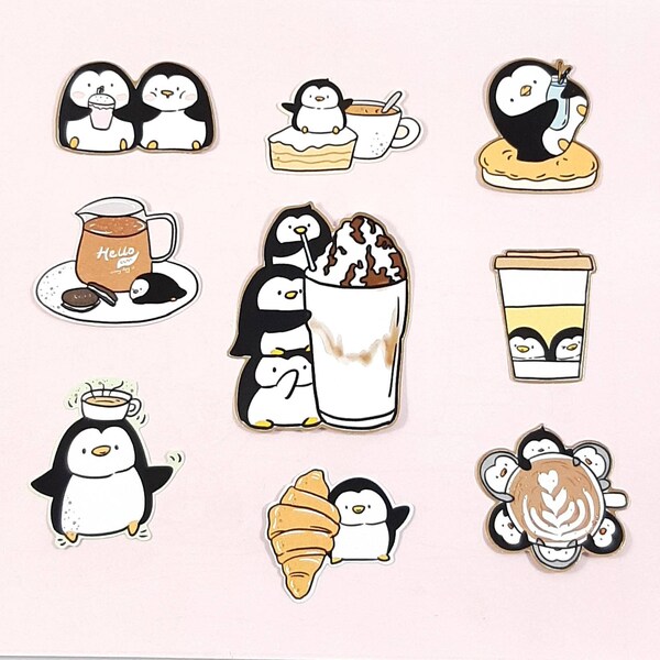Lindo Penguin Sticker Set, Kawaii Pegatinas