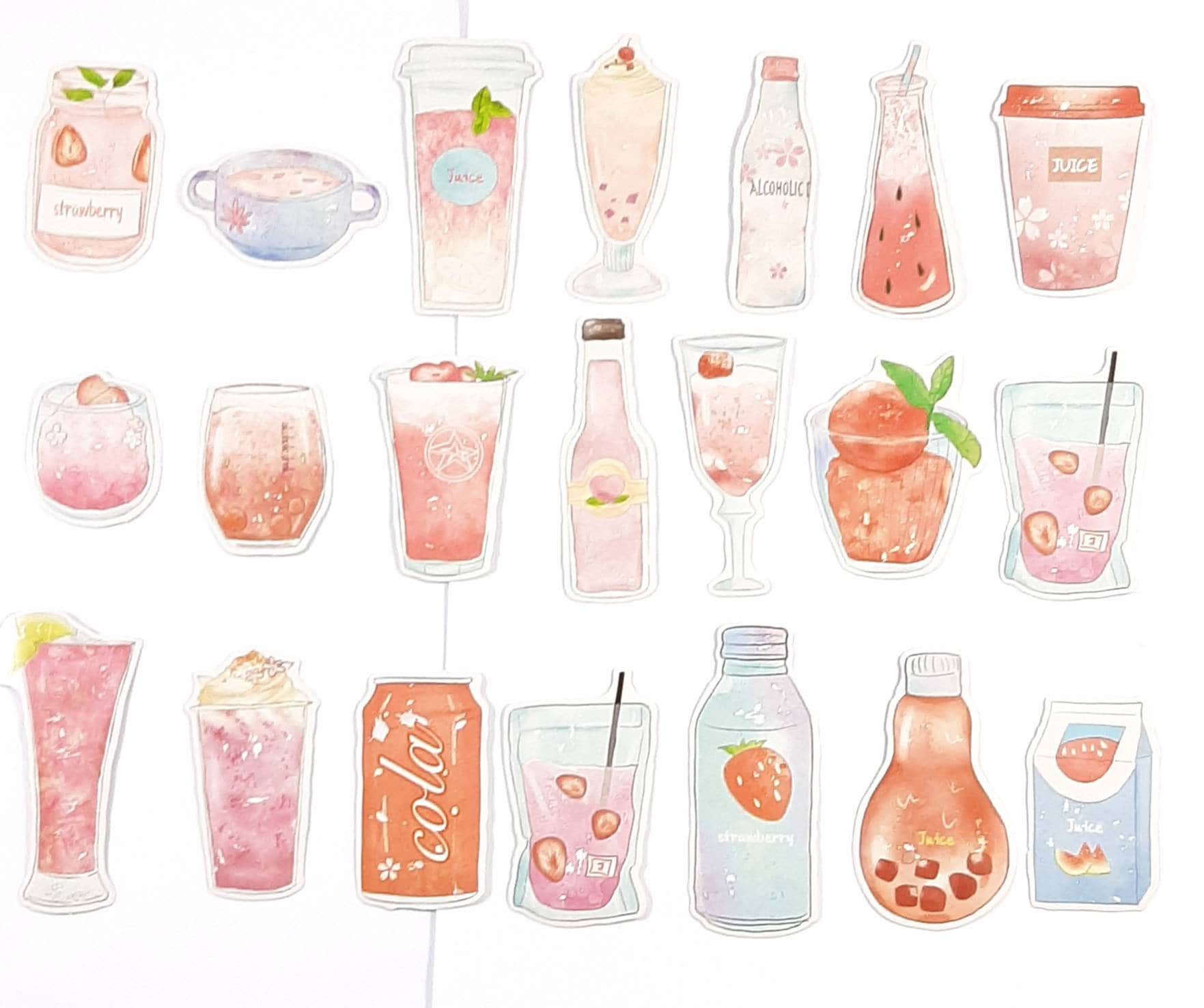 Summer Drinks and Desserts Stickers Kawaii Stickers Etsy