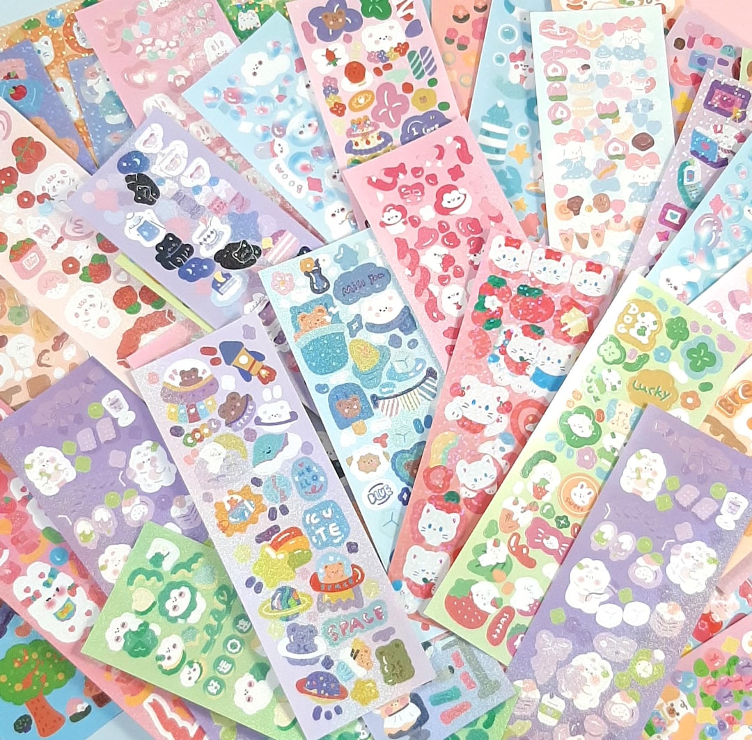 Kawaii Animal Sticker Sheets, Mini Korean Deco Stickers for Kpop ...
