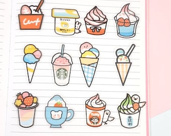 Ice Cream Stickers,  Cute Dessert Stickers, Kawaii Stickers, Journal Stickers