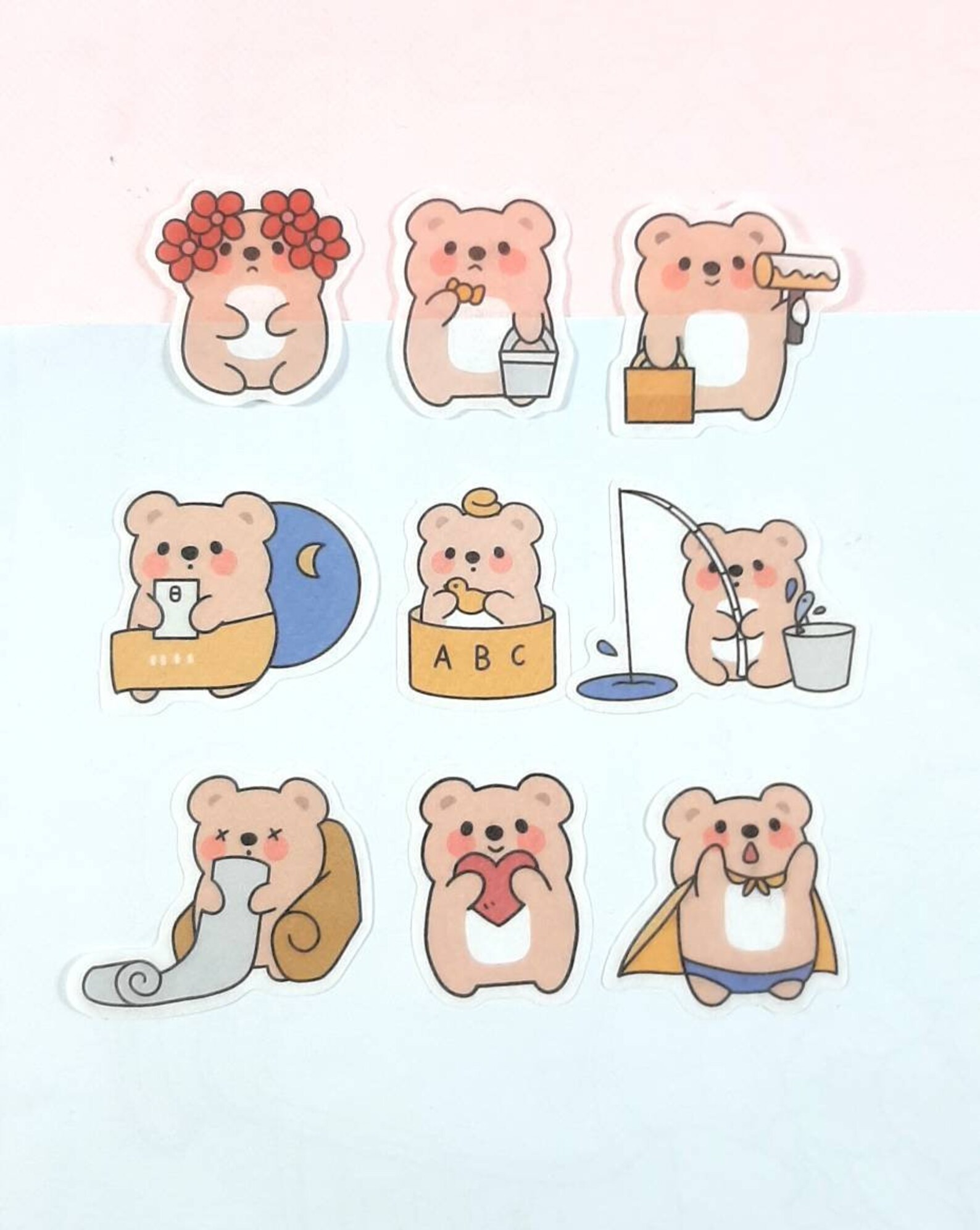 Cute Bear Stickers Kawaii Bear Stickers Journal Stickers Etsy