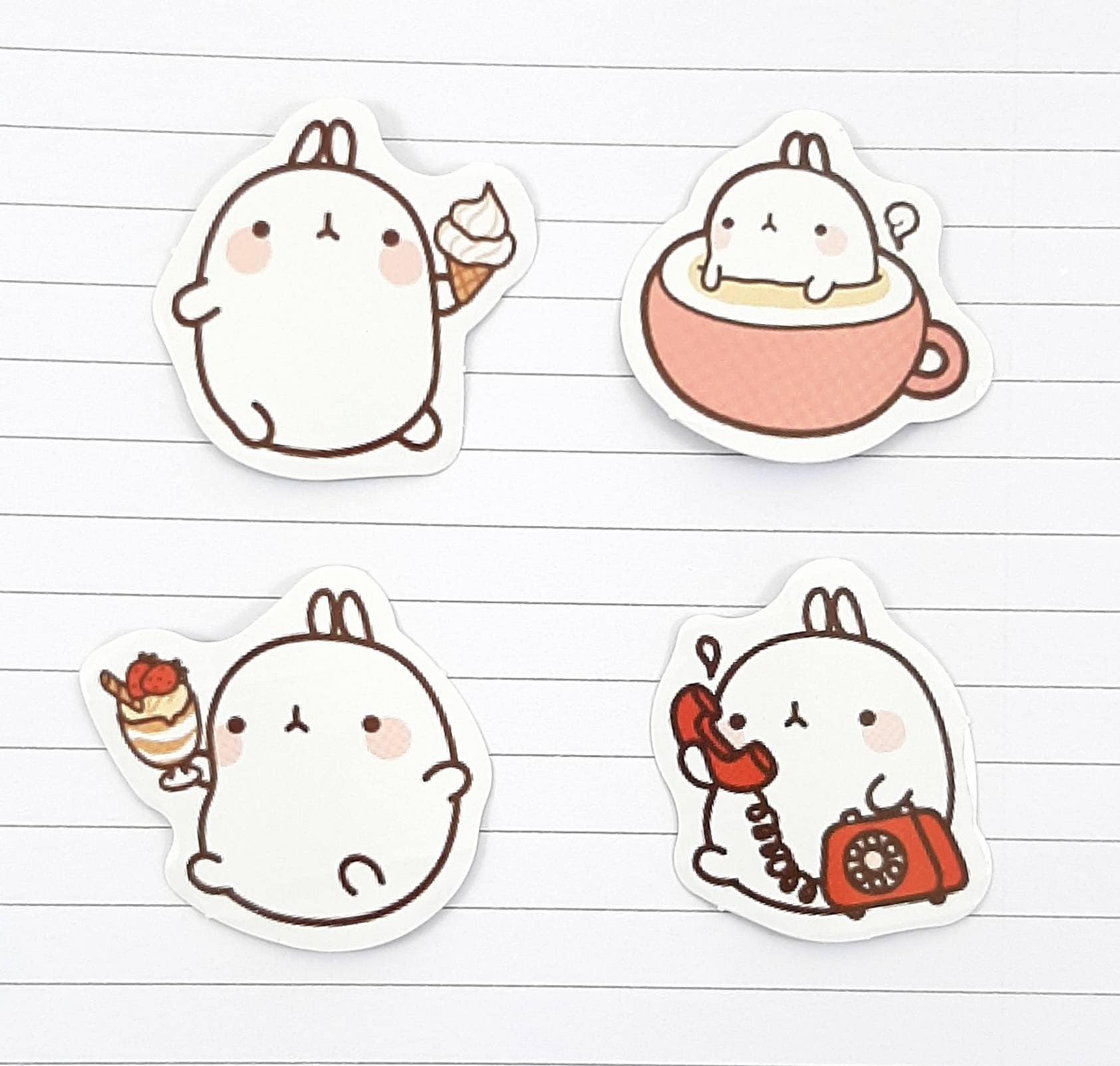Kawaii Rabbit Stickers Cute Rabbit Stickers Kawaii Stickers Etsy