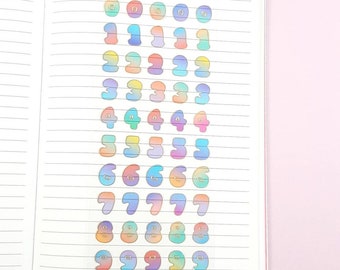 Rainbow Number Stickers, Planner and Journal Stickers