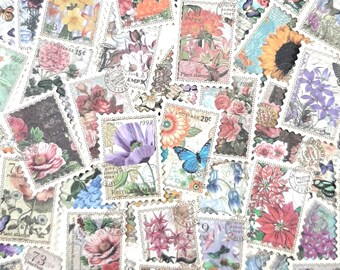 Flower Stamp Stickers, Vintage Style Floral Stickers, Botanical Stickers, Junk Journal, Planner Decoration, Scrapbook Stickers, 10 Pcs