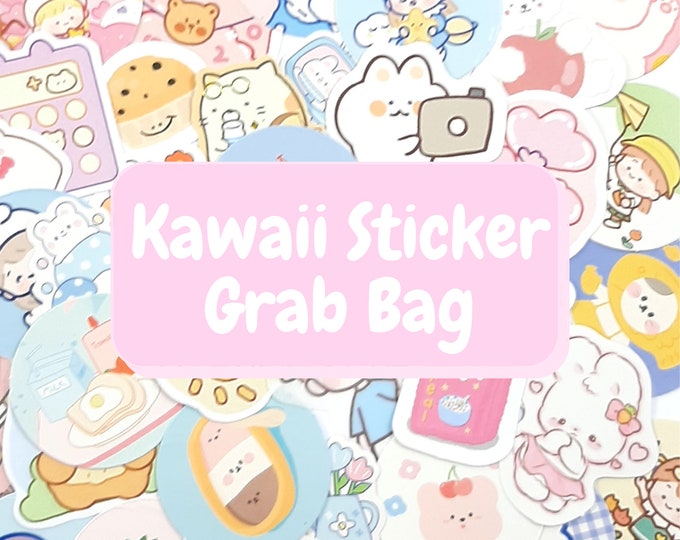 Kawaii Stickers Grab Bag, Cute Sticker Bundle, Kawaii Mystery Grab Bag, Lucky Dip, Journal Scrapbook Stickers